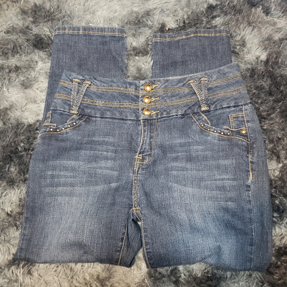 I & M Cropped Jeans with gold embellishments large